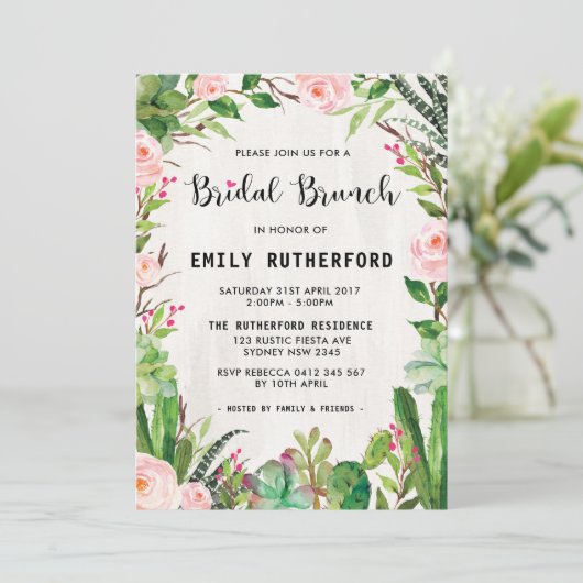 Invitation de Brunch de la mariée Succulente de la (Debout devant)