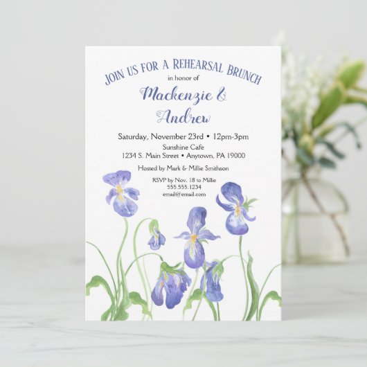 Invitation de Brunch de la répétition Iris violet (Debout devant)