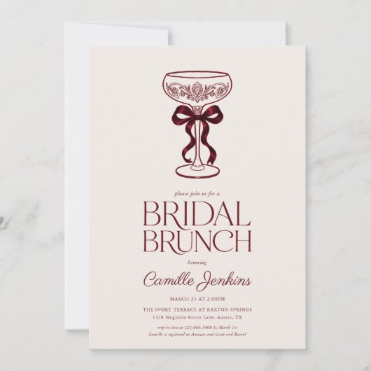 Invitation de brunch de mariage au ruban de Bourgo (Devant)
