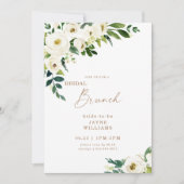 Invitation de brunch de mariage aux fleurs blanche (Devant)