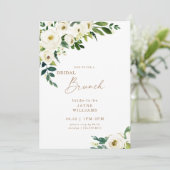 Invitation de brunch de mariage aux fleurs blanche (Debout devant)