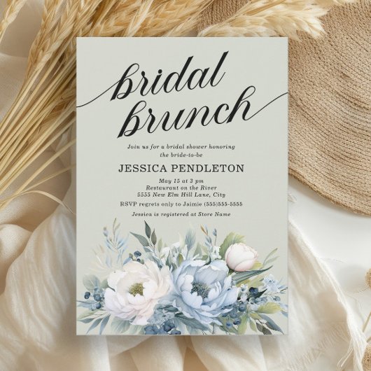 Invitation de brunch de mariage bleu poussiéreux e