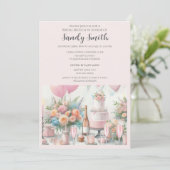Invitation de brunch de mariage chic rose blush (Debout devant)