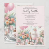 Invitation de brunch de mariage chic rose blush (Devant / Derrière)
