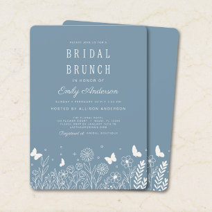Invitation de brunch de mariage Cottagecore bleu p