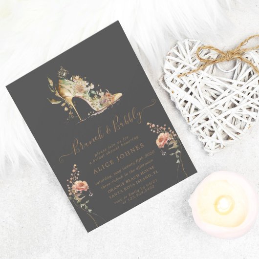 Invitation de brunch de mariage en stilets boho or