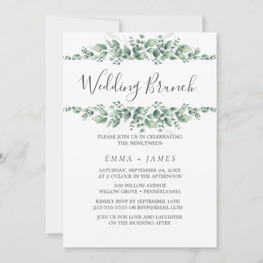 Invitation de brunch de mariage feuillage (Devant)