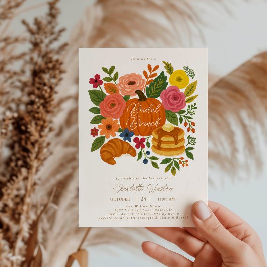Invitation de brunch de mariage floral automnal à 