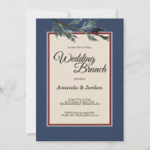 Invitation de brunch de mariage hivernal bleu pin (Devant)