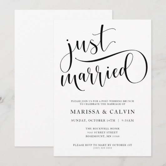 Invitation de brunch de mariage juste mariés (Devant / Derrière)