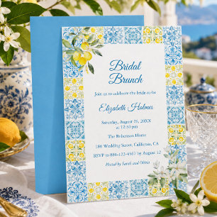 Invitation de brunch de mariage méditerranéen bleu