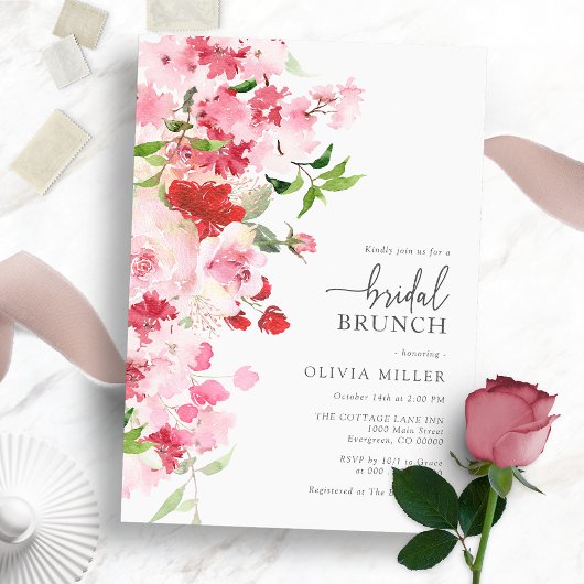 Invitation de brunch de mariage rose