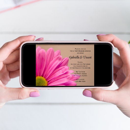 Invitation de brunch de mariage Rose Daisy sur pot