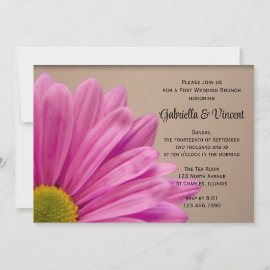 Invitation de brunch de mariage Rose Daisy sur pot (Devant)