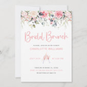 Invitation de Brunch de Mariage Rose Floral (Devant)