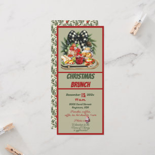 Invitation de brunch de Noël avec décoration rouge