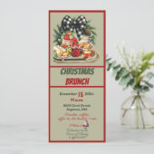 Invitation de brunch de Noël avec décoration rouge (Debout devant)