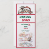 Invitation de brunch de Noël rouge et vert Design (Devant)