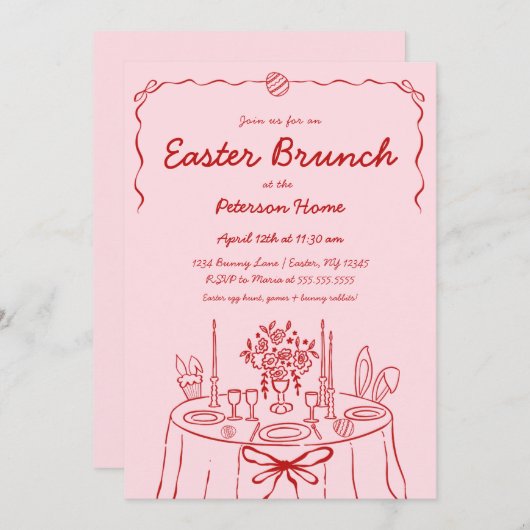 Invitation de Brunch de Pâques (Devant / Derrière)