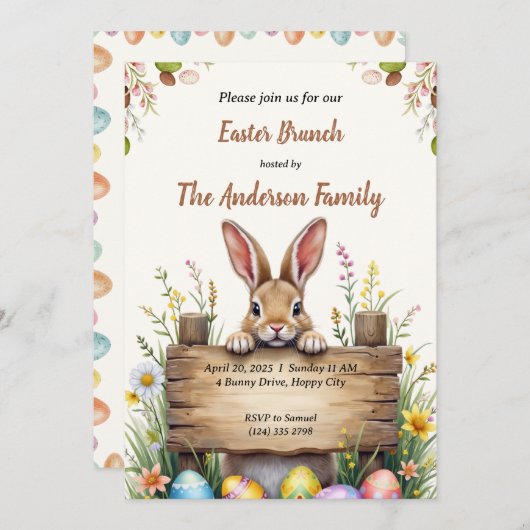 Invitation de Brunch de Pâques (Devant / Derrière)