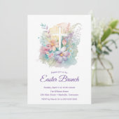 Invitation de brunch de Pâques à la croix florale  (Debout devant)