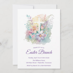 Invitation de brunch de Pâques à la croix florale