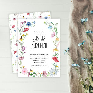 Invitation de brunch de Pâques aux fleurs sauvages