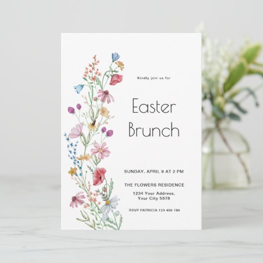 Invitation de brunch de Pâques aux fleurs sauvages (Debout devant)
