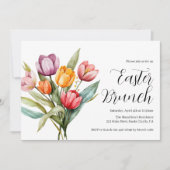 Invitation de brunch de Pâques aux tulipes florale (Devant)