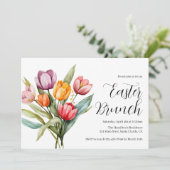Invitation de brunch de Pâques aux tulipes florale (Debout devant)