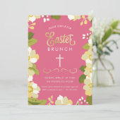 Invitation de Brunch de Pâques avec Fleurs et Acce (Debout devant)