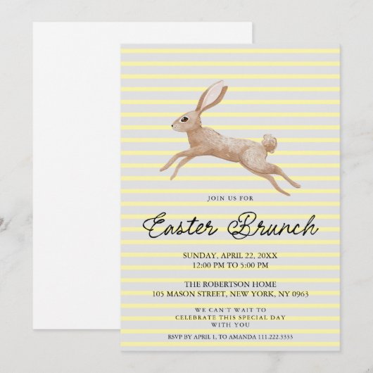 Invitation de Brunch de Pâques avec lapin Vintage (Devant / Derrière)