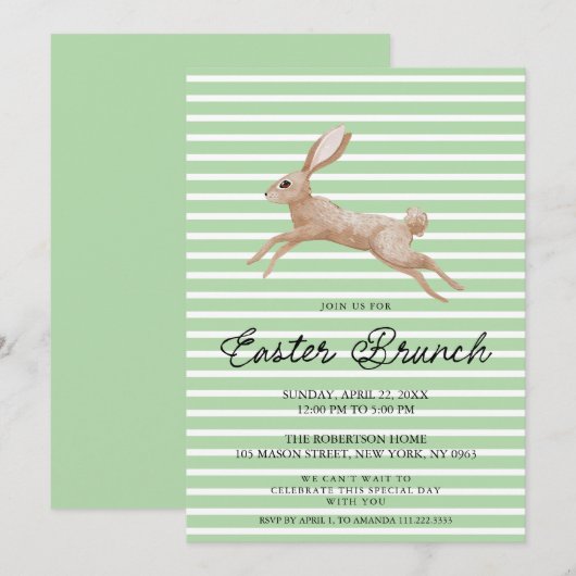 Invitation de Brunch de Pâques avec lapin Vintage (Devant / Derrière)