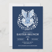 Invitation de brunch de Pâques Blue Chinoiserie Bu (Devant)