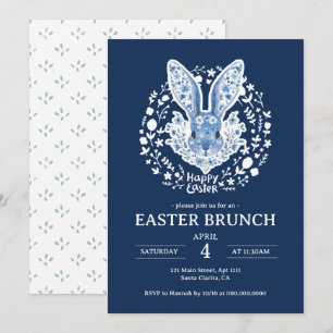 Invitation de brunch de Pâques Blue Chinoiserie Bu