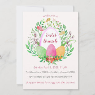 Invitation de brunch de Pâques Couronne florale aq