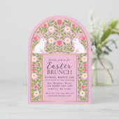 Invitation de brunch de Pâques d'art populaire ros (Debout devant)