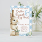 Invitation de Brunch de Pâques, En vichy Bleu, Aqu (Debout devant)