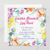 Invitation de brunch de Pâques et chasse aux oeufs (Devant / Derrière)