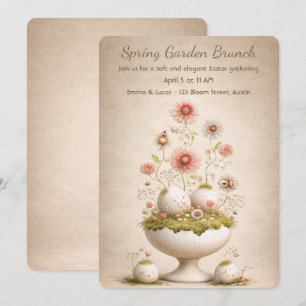 Invitation de brunch de Pâques Floral Garden Soft