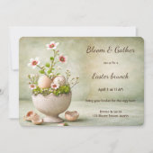 Invitation de brunch de Pâques Floral minimal de p (Devant)