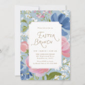 Invitation de brunch de Pâques florale peinte de p (Devant)