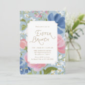 Invitation de brunch de Pâques florale peinte de p (Debout devant)