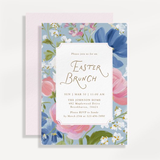 Invitation de brunch de Pâques florale peinte de p
