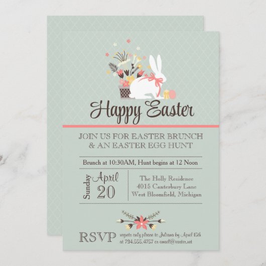 Invitation de Brunch de Pâques, Invitation de chas (Devant / Derrière)