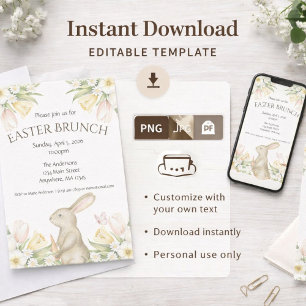 Invitation de brunch de Pâques modifiable en téléc
