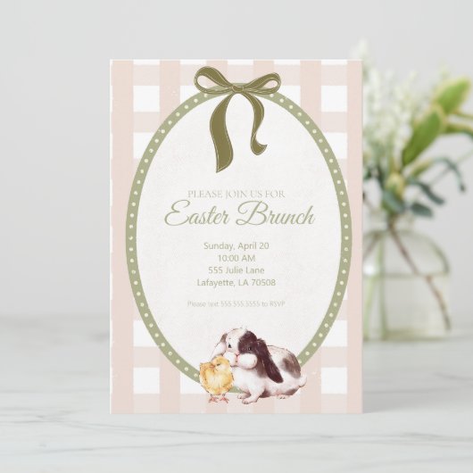 Invitation de Brunch de Pâques vintage (Debout devant)