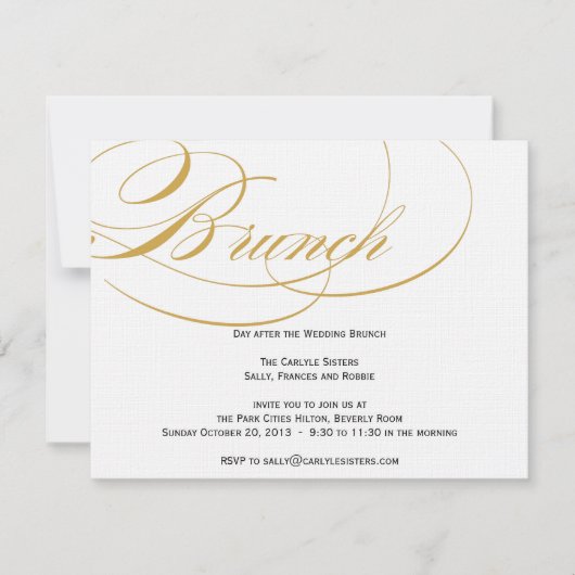 Invitation de brunch écriture élégante - Or (Devant)