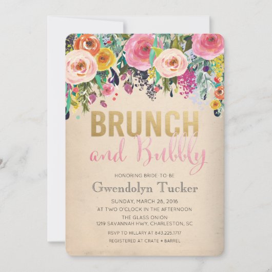 Invitation de Brunch et de Bubbly (Devant)
