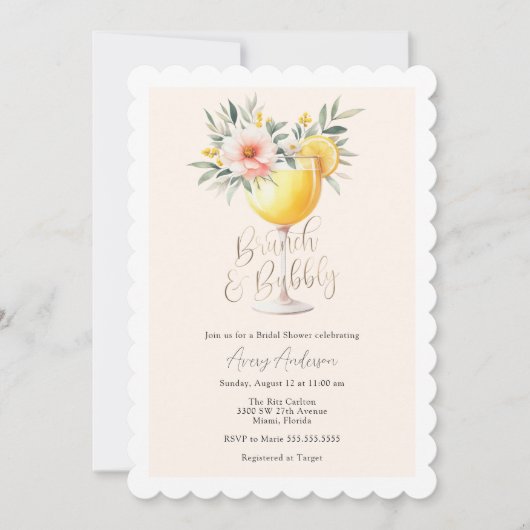 Invitation de Brunch et de Bubbly (Devant)